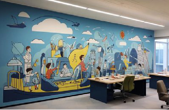 宁化办公室墙绘的特点。
